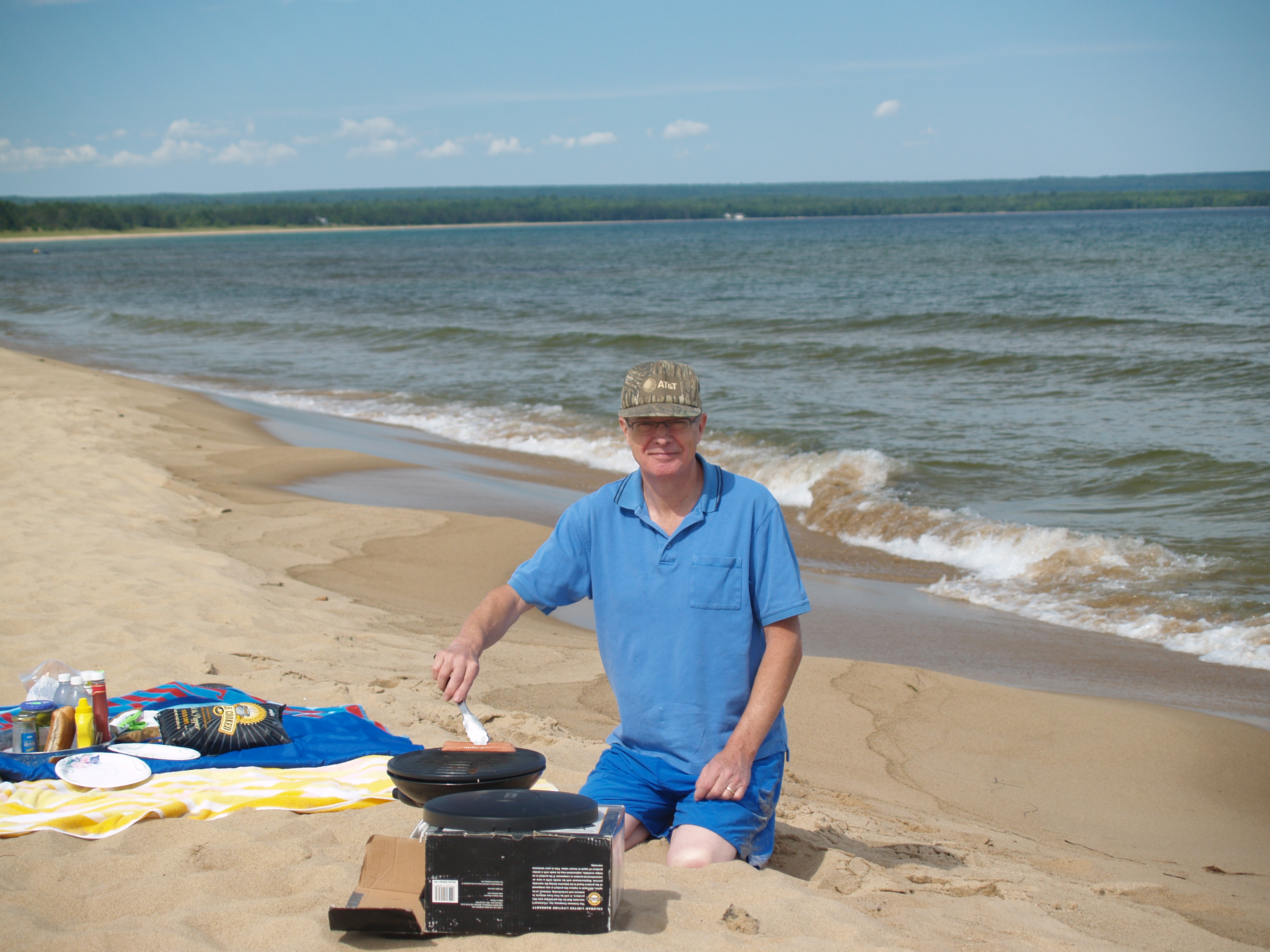 Cooking lunch on the beach, Lake Superior