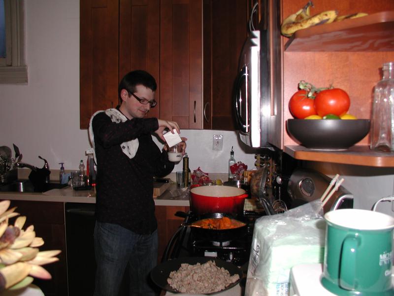 Steve is cooking a delicious supper