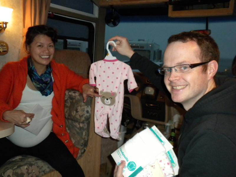 Dan and Carmen with baby gifts