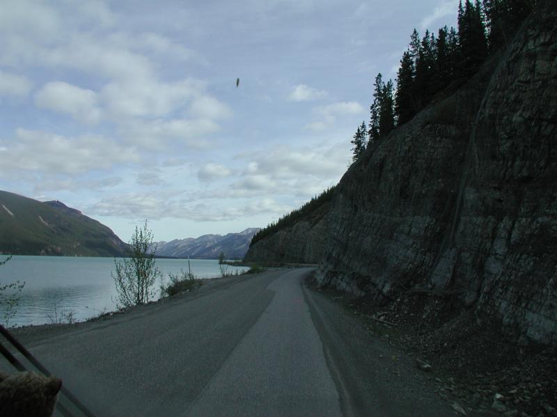 Driving along Muncho Lake