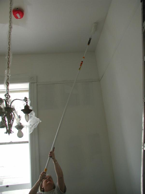 Bonnie painting the ceiling