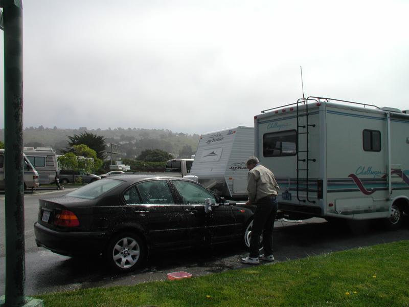 Washing our loaner car - Steve's BMW