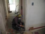 Carmen is sanding