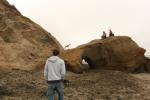 Ft. Funston Beach - Enzo, Bruce, and Bonnie on a rock