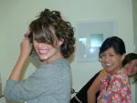 The bride's maids getting ready