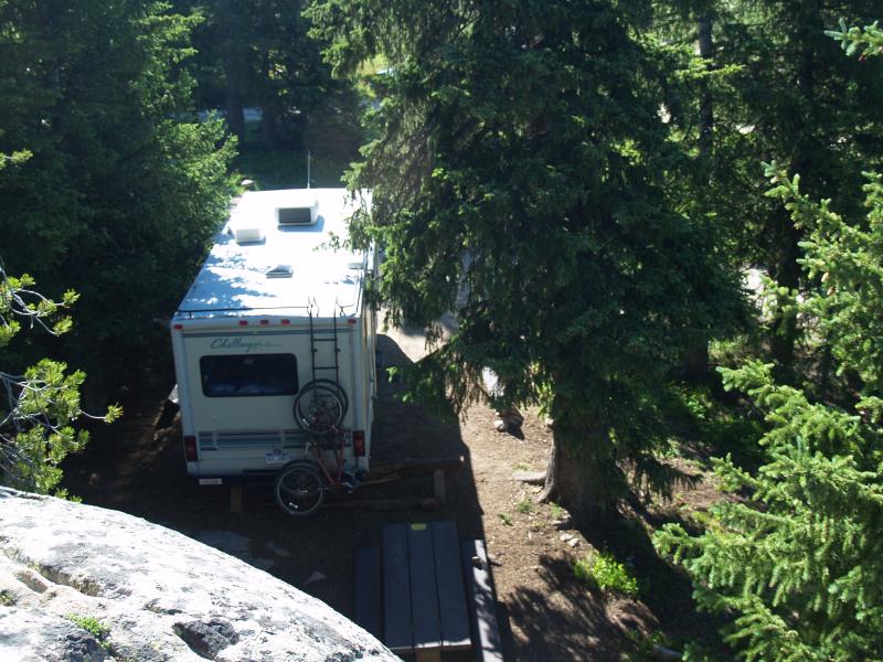 Bird's eye view Island Lake campsite