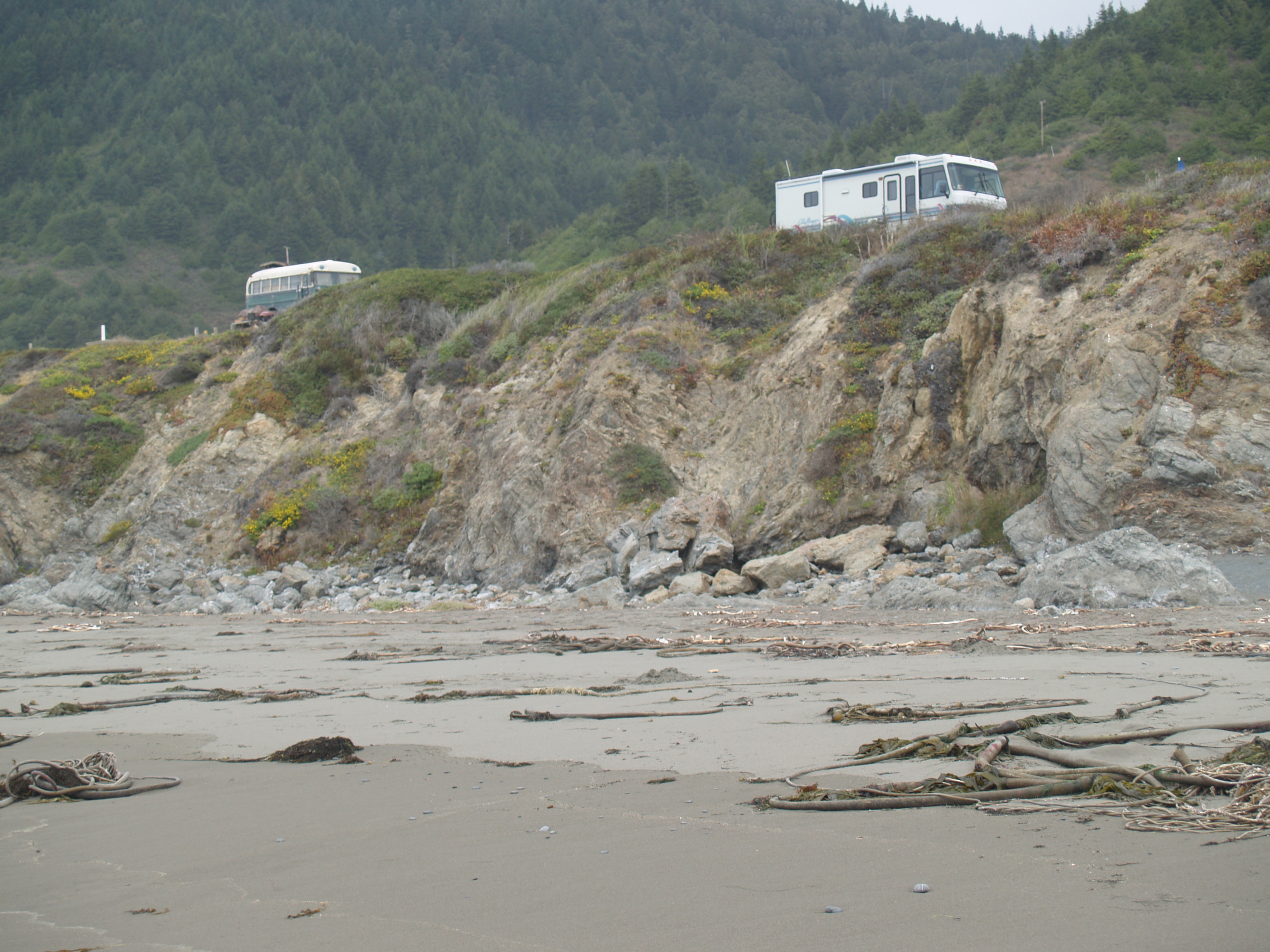 Camped on a hill along the Pacific Coast