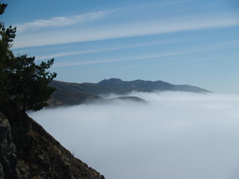 Fog over the ocean from Muir Beach overlook along hwy-1