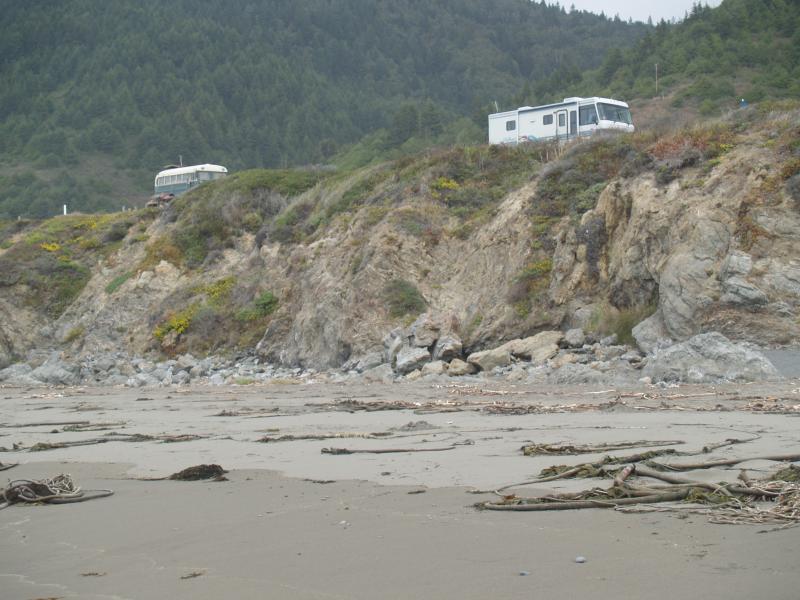 Camped on a hill along the Pacific Coast