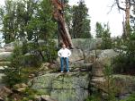 Bonnie on a rock, Island Lake CG