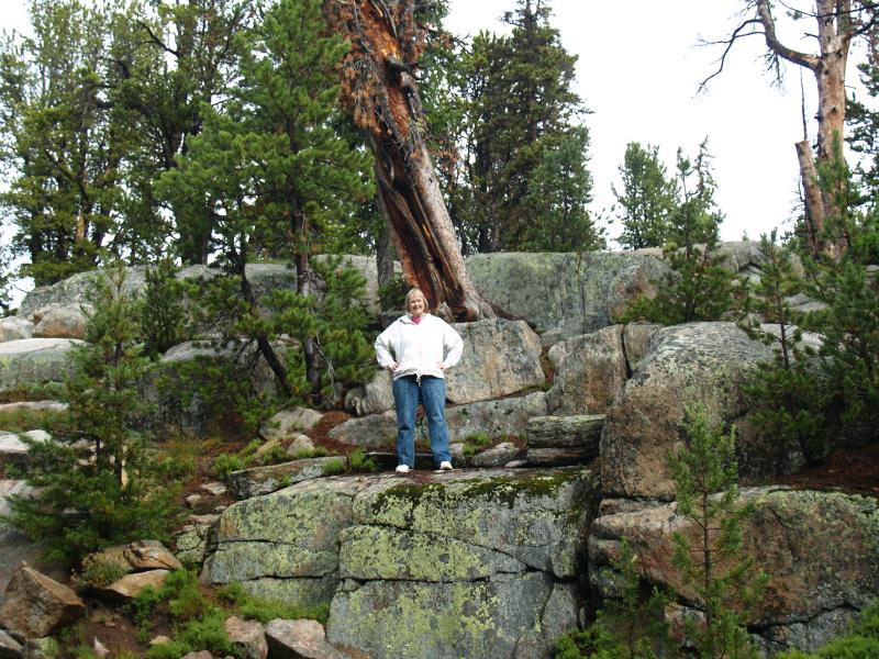 Bonnie on a rock, Island Lake CG