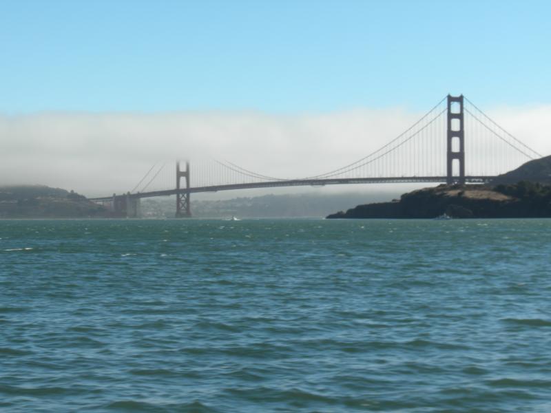 View of the Golden Gate Bridge from the ferry. 
