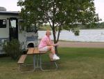 Bonnie enjoying the view at Sakakawea State Park