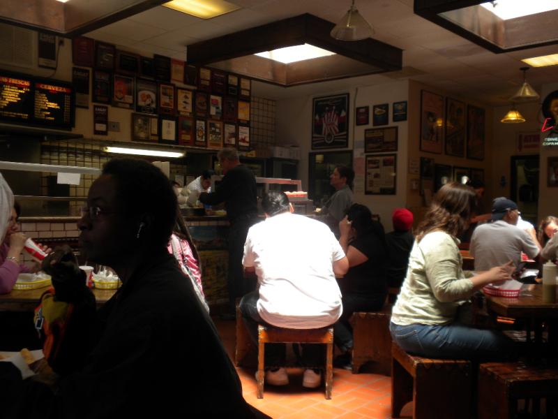 I'm picking up our food at La Taqueria in San Francisco