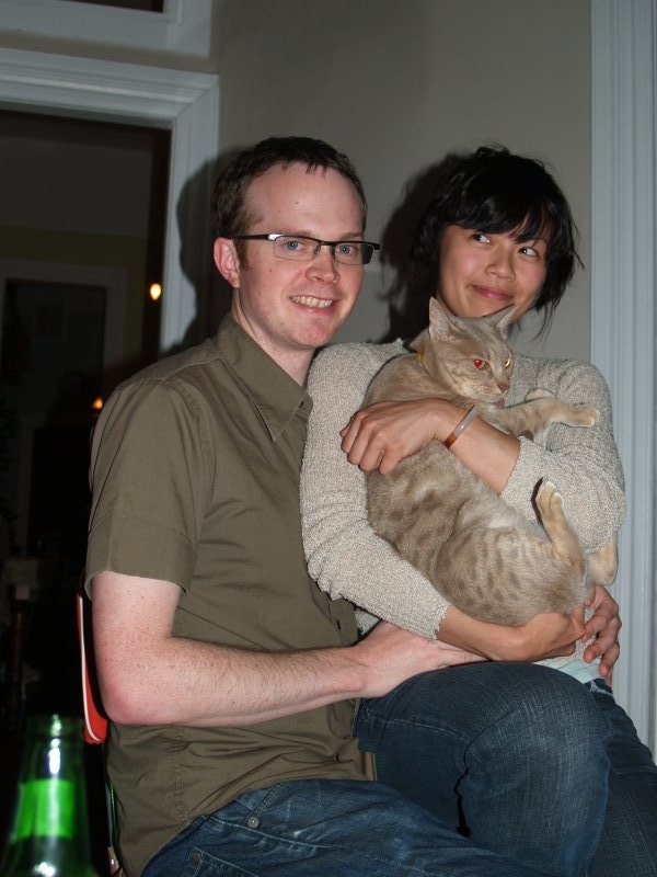 Dan, Carmen, and Olive at Dan and Carmen's